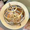 Antique Finish Astrolabe Armillary Brass Desktop Globe Sphere Wooden Base Vintage Gift view 3