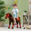 Qaba Ride on Horse for Kids 3-8 Years Old, Toddlers Riding Horse with Neighing Sound, Ride on Animal Pony Toy with Saddle & Stirrups, Brown view 2