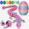3D Printed Dragon Easter Egg, Mystery Crystal Articulated Dragon Fidget Toys, Surprise Prefilled Easter Egg Filled with Toy - Basket Essentials Stuffers for Kids Girls Boys (Random Candy Colors) view 1