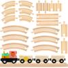 Hoarost 24 Pcs DIY Wooden Trains Unfinished Magnetic Wooden Train Cars with Track for Train Track Themed Party Supplies Birthday Gifts Craft Painting Activities view 1