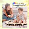 Hoarost 24 Pcs DIY Wooden Trains Unfinished Magnetic Wooden Train Cars with Track for Train Track Themed Party Supplies Birthday Gifts Craft Painting Activities view 3