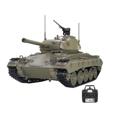 XMBRICDIYY Remote Control Tank Model, 1/16 Scale 2.4G RC US M24 Light Tank Model with Smoke and Sound Effects, RC Military Battle Tanks Vehicles, Gift for Adults and Teens (Standard Version)