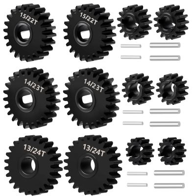WEFEINO 40CR Steel Overdrive Portal 15T/22T & Underdrive Portal 13T/24T & Stock Portal Gears 14T/23T Set for Redcat Ascent-18 1/18 Scale RC Rock Crawler Upgrades (15T/22T+13T/24T+14T/23T)