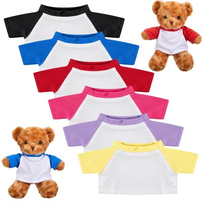 Civaner 6 Pcs Bear Shirts Bulk Stuffed Animal Clothes Bear Clothes Colorful Cute Tiny Bears Shirt for Stuffed Animals Fit for 12 to 16 Inches Plush DIY Outfits Accessories for Kids Boys and Girls