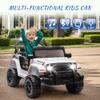 OKYBABY Ride on Truck Car, 12V Kids' Electric Vehicles W/Parents Control, Ride on Toys for Toddlers with Music, Bluetooth, Four-Wheels Suspension, USB, Headlights, White view 4