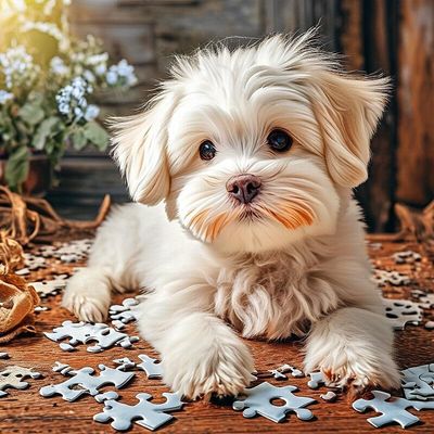 Dog Jigsaw 1000 Pieces-Maltese Dog Cute Pets-Adult Puzzles, Early Childhood Educational Game Puzzles, for Animal Lovers Educational Toys Gift for Boys and Girls