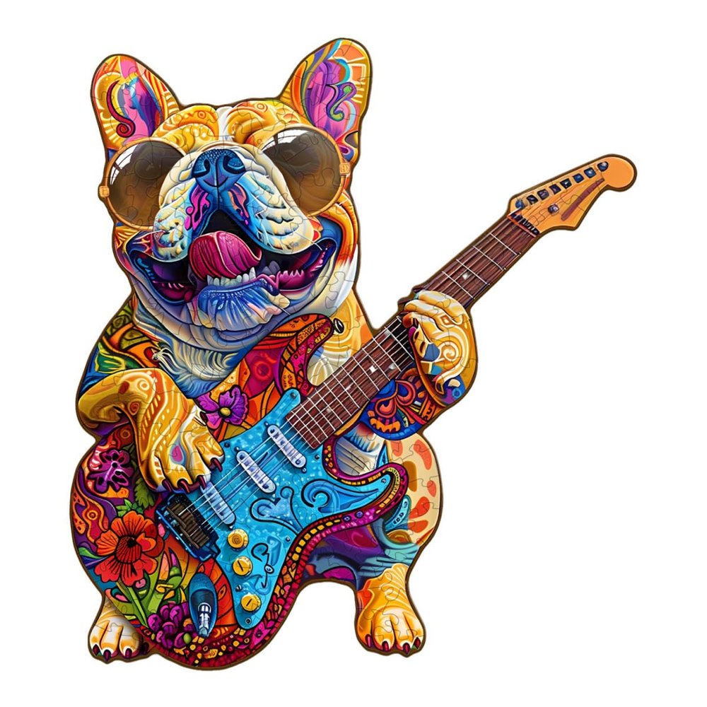 Jollitot Wooden Puzzles, Rock Dog Puzzles 145 Pieces, Wood Challenging Jigsaw Puzzles Birthday Gifts for Women Men, 11.4x10.2in