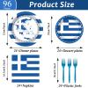 gisgfim 96 Pcs Greek Flag Greece Plates and Napkins Party Supplies Greek Flag Birthday Party Tableware Set Blue Greece Birthday Decorations Favors for Greek Family Gathering Dining for 24 Guests view 2