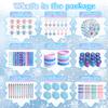 146PCS Frozen Party Favors, Snowflake Birthday Party Favors with Notebooks Stampers Stickers, School Stationery Set Birthday Supplies, Goodie Bag Stuffers Classroom Gift Reward Prize for Kids view 2