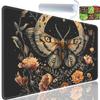 Yuxcfhjfe Playmat for MTG, 24x14 Inches Playmats, for TCG and CCG Trading Card Game Mat, Non-Slip Rubber for MTG Playmats with A Storage Bag and 6 Dice Set, Flowers and Moths Pattern Black view 1