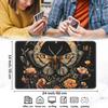 Yuxcfhjfe Playmat for MTG, 24x14 Inches Playmats, for TCG and CCG Trading Card Game Mat, Non-Slip Rubber for MTG Playmats with A Storage Bag and 6 Dice Set, Flowers and Moths Pattern Black view 2