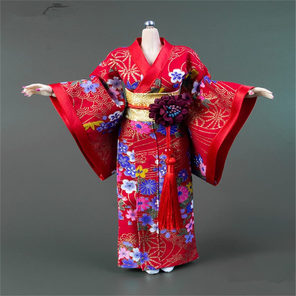 Fremego 1/6 Scale Female Clothes, Female Japanese Kimono Bathrobe Dress Costume Clothing for 12inch PH TBL JO Action Figure Body (C-Long Version)