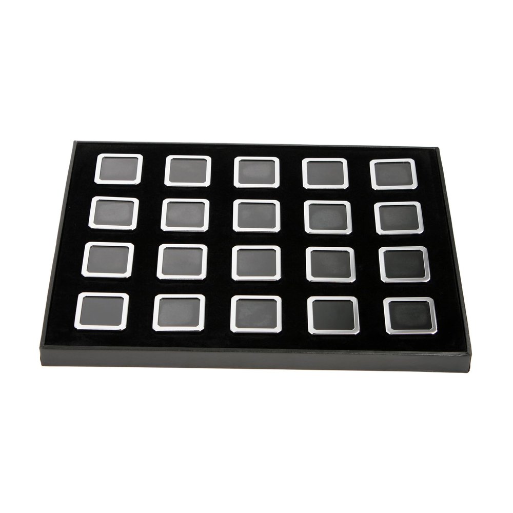 GemTrue Loose Gemstone Storage Box Case Diamond Display Box Tray Set DK21663-20 (Shiny Silver)