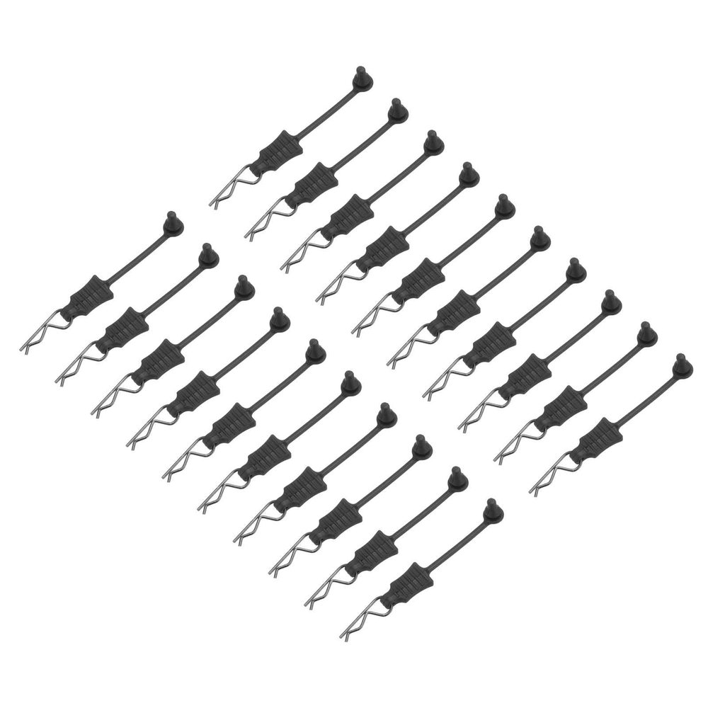 DMiotech 20Pcs Body Clips Pins with Pull Tabs, Black Universal RC Cars Parts Shell Replacement Parts for 1/16 1/18 Scale RC Car