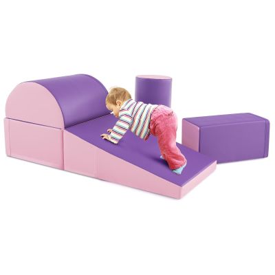 GLACER Toddler Climbing Toys Indoor - 5-Piece Foldable Waterproof Soft Play Set, Multicolored Foam Climbing Blocks for Toddlers Crawling, Sliding, Playing, Soft Play Climbing for Toddlers (Purple)