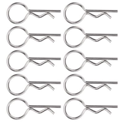 10Pcs 10.5MM RC Car Shell Clip RShape Metal Body Clips Pins for 1/5 1/6 1/8 1/10 RC Car (Silver)