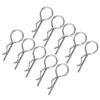 10Pcs 10.5MM RC Car Shell Clip RShape Metal Body Clips Pins for 1/5 1/6 1/8 1/10 RC Car (Silver) view 2