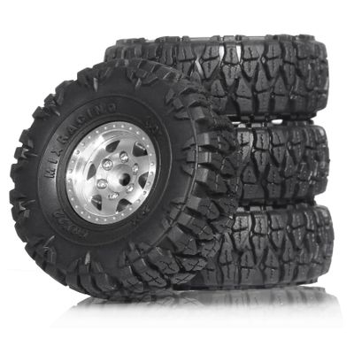 60mm 4 PCS 1/18 RC Crawler Tires 1.0 inch replica tires wheels binding 7mm R188 Suitable for most 1/18 RC Crawler cars such as TRX4M, Land Rover, Scrambler, SCX24, Scorpion, FMS and so on. (silvery)