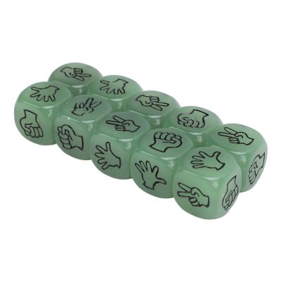 ANGGREK Finger Guessing Dice, Lightweight Portable Rock Scissors Paper Dice Easy Reading Luminous for Educational Game (Green)