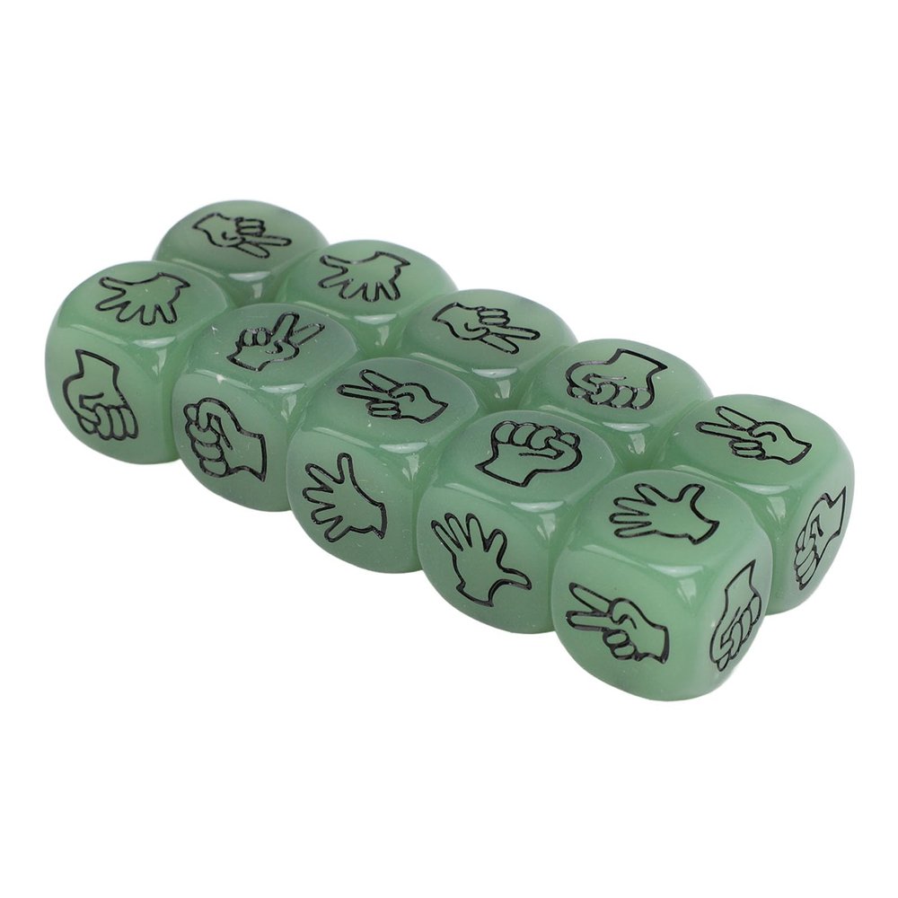 ANGGREK Finger Guessing Dice, Lightweight Portable Rock Scissors Paper Dice Easy Reading Luminous for Educational Game (Green)