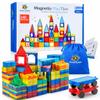 SUNNY AUNTIE Magnetic Tiles 240 PCS XL Set with Storage Bag Magnetic Building Tiles for Kids Ages 3-8, STEM Magnet Construction Toy for Boys & Girls view 1