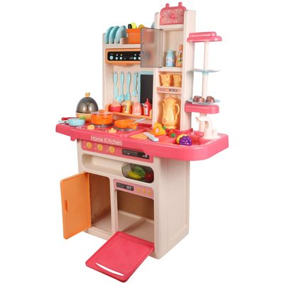 eBigValue Modern Kitchen Playset with Steam, Water, Music, Lights & Sound 65-Piece Interactive Cooking Toy for Kids, Role Play Parent-Child Bonding with Realistic Features