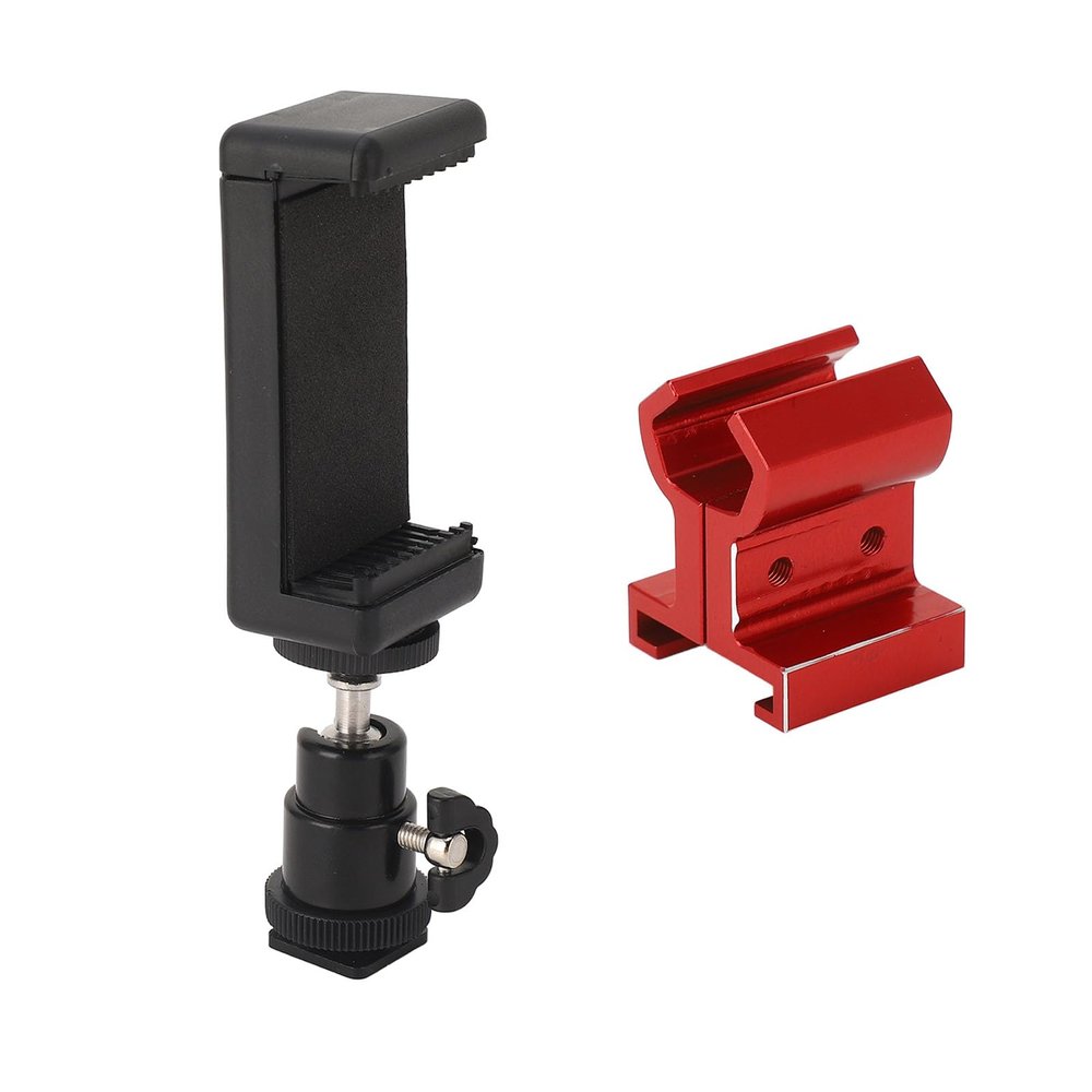 Drfeify Transmitter Phone Mount Compatible for TX TQi, Adjustable Stable Metal Phone Holder Base Bracket Stand for Phones Over 5.5 Inch (Red)