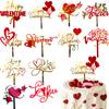 12Style Happy Valentine's Day Cake Topper Acrylic Valentines Cake Topper Red Sweet Love Heart Cupid Shaped Cupcake Topper Cake Picks for Valentine's Day Anniversary Wedding Birthday Party Cake Decor view 1