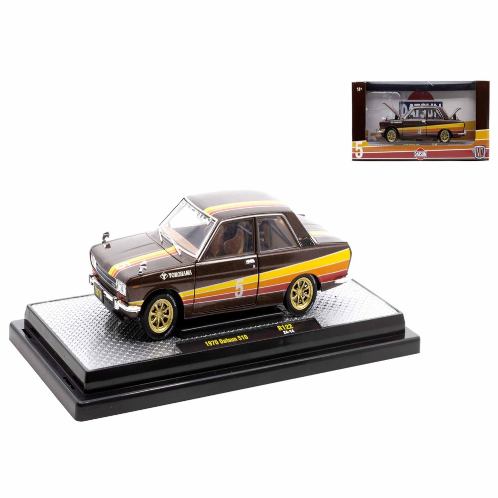 1970 510#5 Brown Metallic with Stripes Limited Edition to 4250 Pieces Worldwide 1/24 Diecast Model Car by M2 40300-122B