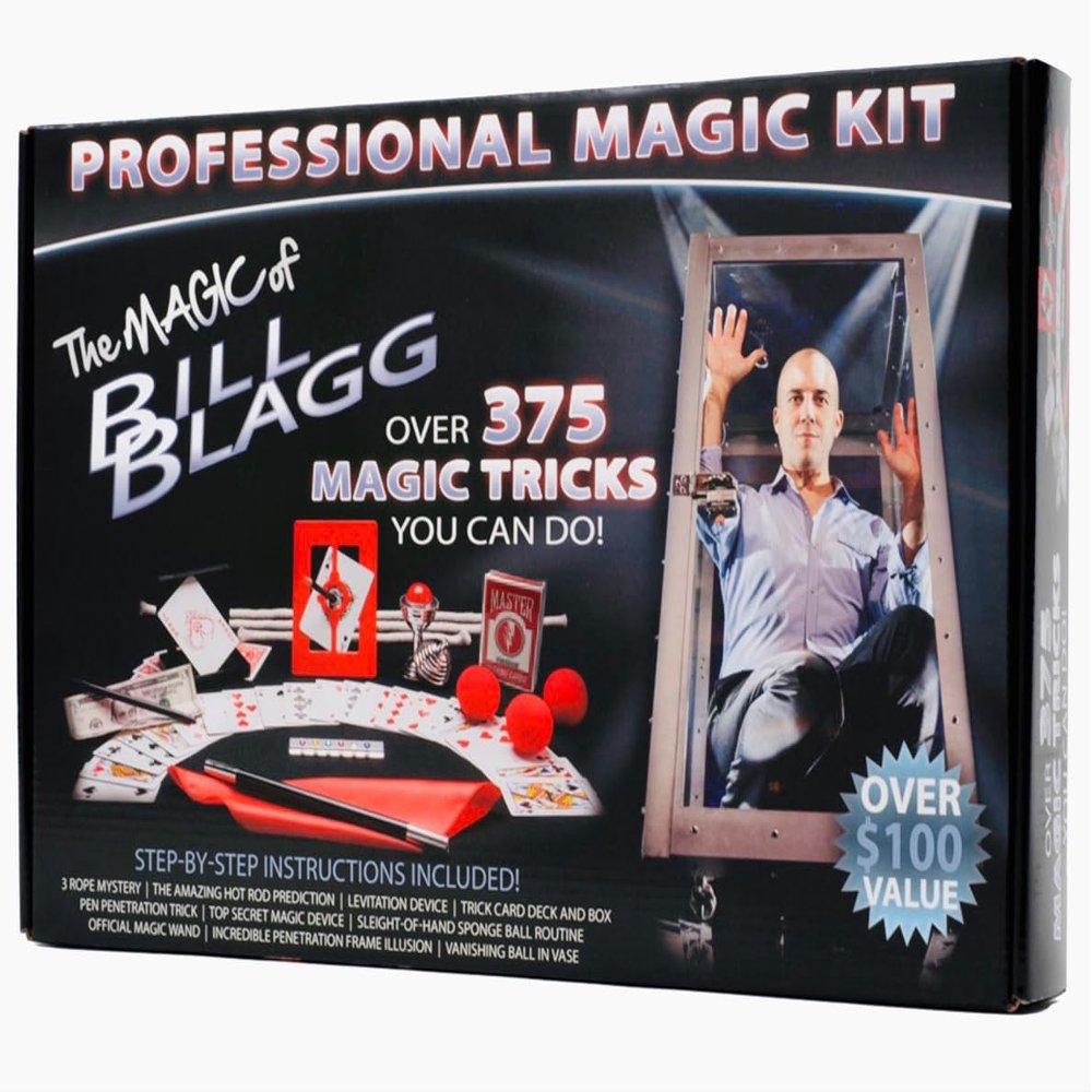 Bill Blagg Professional Magic Kit - Includes Magic Wand & 375+ Easy to Learn Magic Tricks for Kids & Teens - Beginners/Intermediate Magic Set - Ages 6+ - Ideal Gift for Boys & Girls