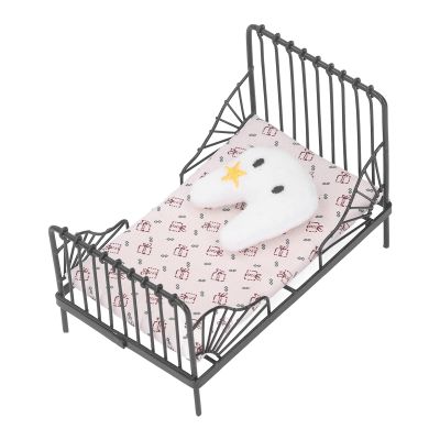 1:12 Mini Children Metal Bed Miniature Dollhouse Bedroom Accessories Doll House European Style Black Bedroom Furniture (Type A)