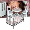 1:12 Mini Children Metal Bed Miniature Dollhouse Bedroom Accessories Doll House European Style Black Bedroom Furniture (Type A) view 4