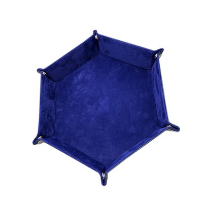 Gogogmee Hexagon Dice Tray Storage Box Pu Leather Rolling Dice Holder Collapsible