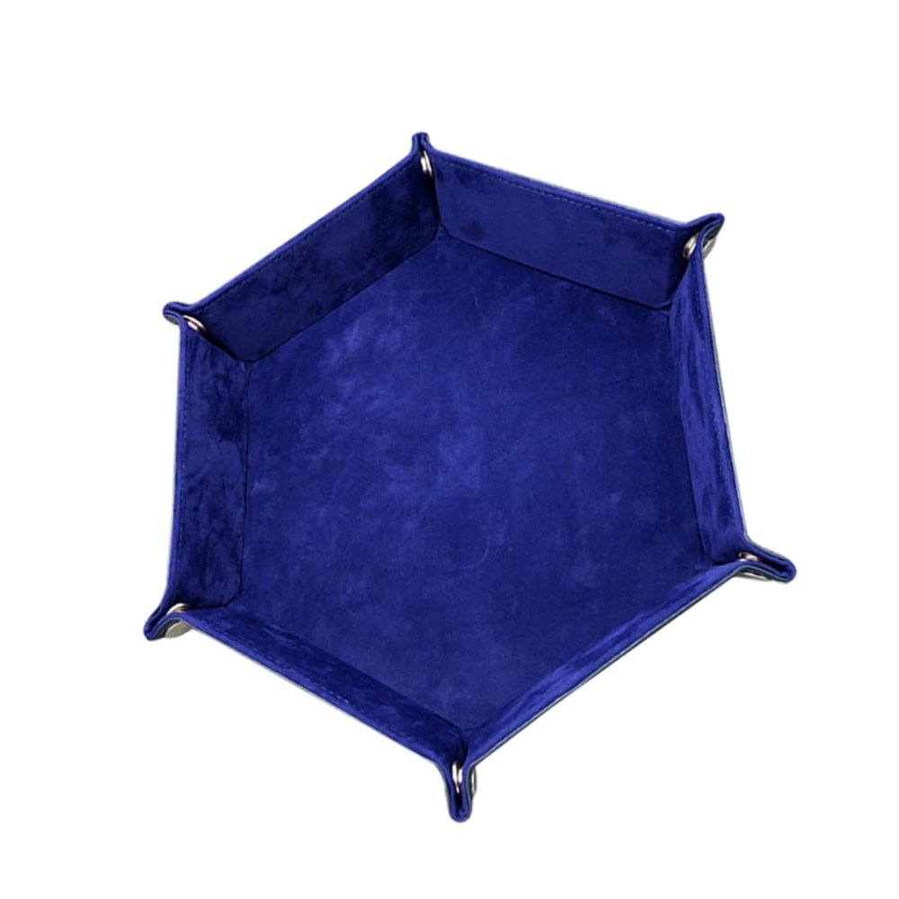 Gogogmee Hexagon Dice Tray Storage Box Pu Leather Rolling Dice Holder Collapsible