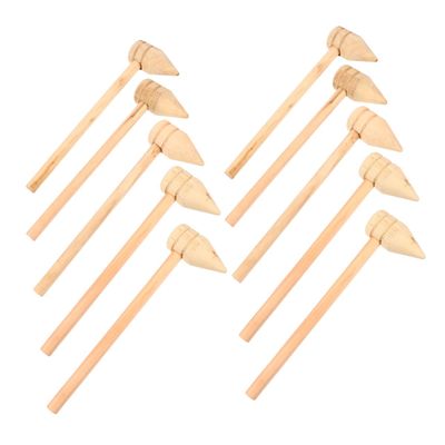 Garneck 10pcs Mini Wooden Hammers Lightweight Pointed Mallets for Safe Polished Surface Toy Hammer for Hand-eye Coordination and Dexterity Development