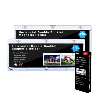 2-Pack Booklet Magnetic Card Holders - 187mm One Touch Magnetic Booklet Card Holder, Horizontal Booklet One Touch, 130PT Booklet Magnetic Case, Collection Display FrameInner Size 7.32"x2.56"x0.15"