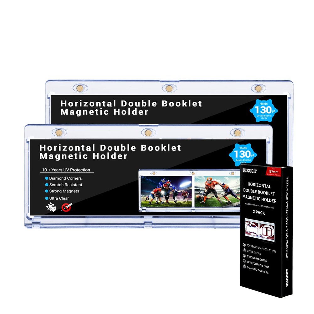 2-Pack Booklet Magnetic Card Holders - 187mm One Touch Magnetic Booklet Card Holder, Horizontal Booklet One Touch, 130PT Booklet Magnetic Case, Collection Display FrameInner Size 7.32"x2.56"x0.15"
