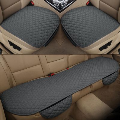beisup Car Seat Covers Linen Car Seat Cushion Non-Slip Bottom and Fixed Design Universal Front Seat Covers BreathableSeat Protector Fit for 90% Vehicles,Gray