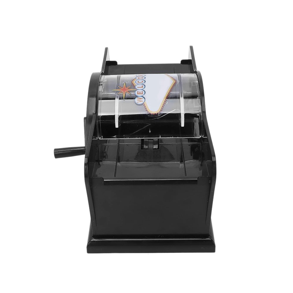 Obetuens 1, 2 Deck Black Casino Hand Crank Card shuffler Tool, for Casino Games, Low Noise Card Mixer for UNO, Blackjack, and More (Black)