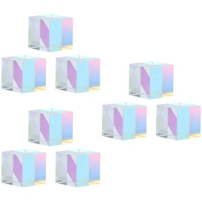 FUNOMOCYA 9pcs Optical Glass Dispersion Prism Cube for Physics Teaching and Decoration RGB Light Refraction Educational Tool