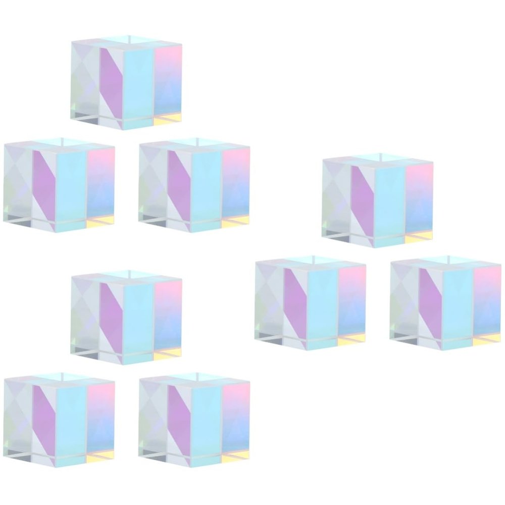 FUNOMOCYA 9pcs Optical Glass Dispersion Prism Cube for Physics Teaching and Decoration RGB Light Refraction Educational Tool