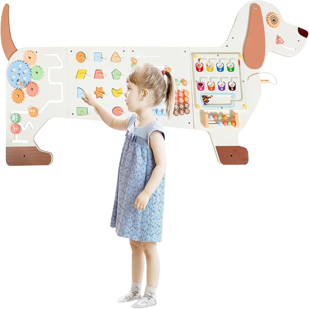 Sinpedex Sensory Board Toys for Kids: Montessori Interactive Educational Panels for Motor Skills - Activity Wall Furniture for Classrooms Daycares Playrooms - Dog Wall Toys for Toddler 3+ Years