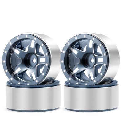 RCHUBAM 1.3 Beadlock Wheels with 5-Spoke Aluminium 1.3in RC Wheel Rims 72g Compatible with TRX4-M SCX24 Upgrade 1/24 1/18 RC Crawler Car Upgrade Parts #A (Titanium Grey)