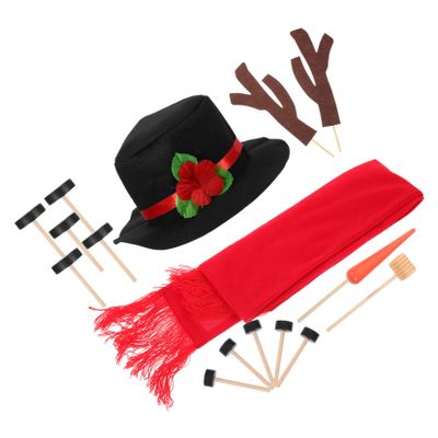 BCOATH Build Your Snowman Kit 16pcs Christmas Snowman Dressing Set Scarf Eyes Mouth Button Hat for Boys and Girls