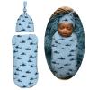 Muishi Helicopter Silhouettes Newborn Swaddle Blankets Hat Sets Soft Baby Receiving Blanket Swaddle Sack for Baby Shower Infant Boy Girl Gift view 2