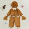 Awevudst Baby Gingerbread Costume, Ric Rac Trim Fleece Jumpsuits Hat Gloves Set Newborn Toddler Christmas Halloween Outfit (Coffee, 2-3T) view 4