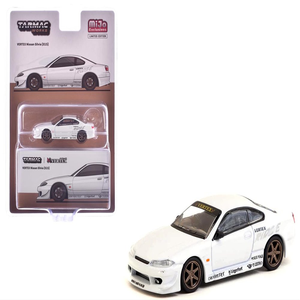 1:64 Scale Diecast Model Car Compatible with Nissan Silvia (S15) Vertex White Metallic Lamley Special Edition Global64 Series Limited Edition by Tarmac T64G-023-WH