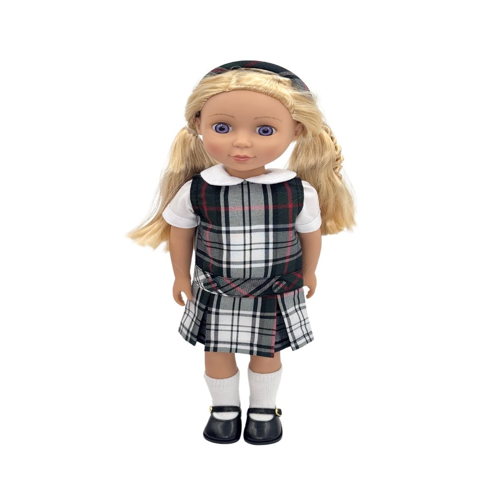 14.5 inch Doll Outfit-School Plaid Jumper include Blouse and Matching Headband/Add on Option: Sock and Shoe (Doll is not included) (Jumper,White Sock,Matte Shoe, Plaid 50)