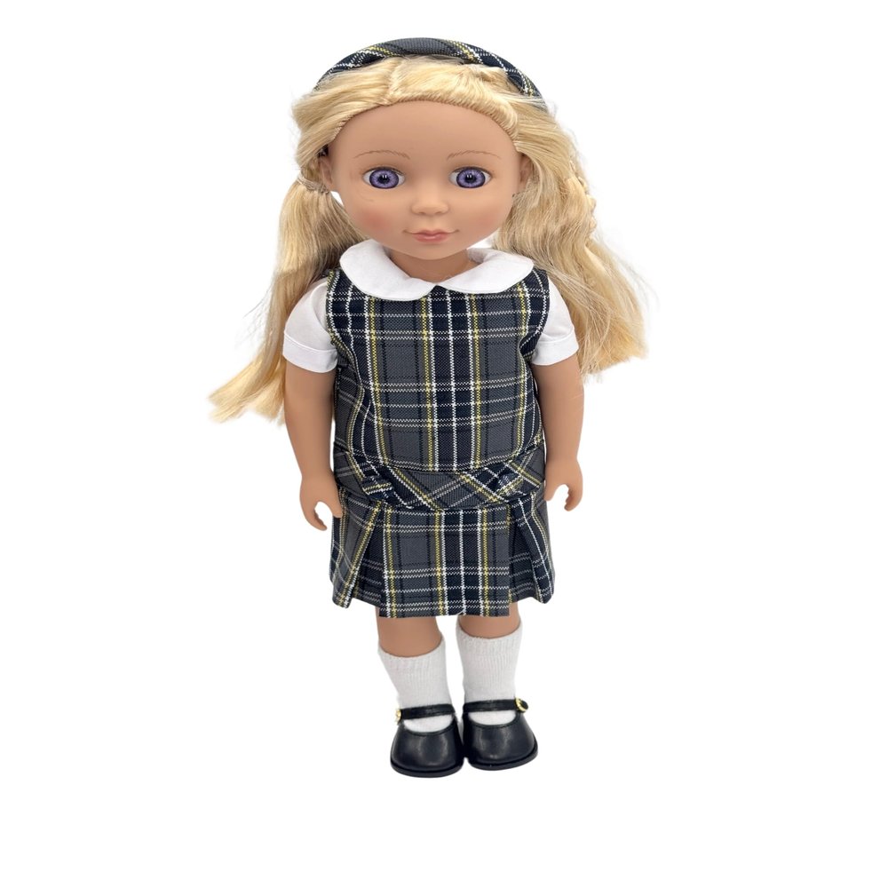 14.5 inch Doll Outfit-School Plaid Jumper include Blouse and Matching Headband/Add on Option: Sock and Shoe (Doll is not included) (Jumper,White Sock,Matte Shoe, Plaid 42)