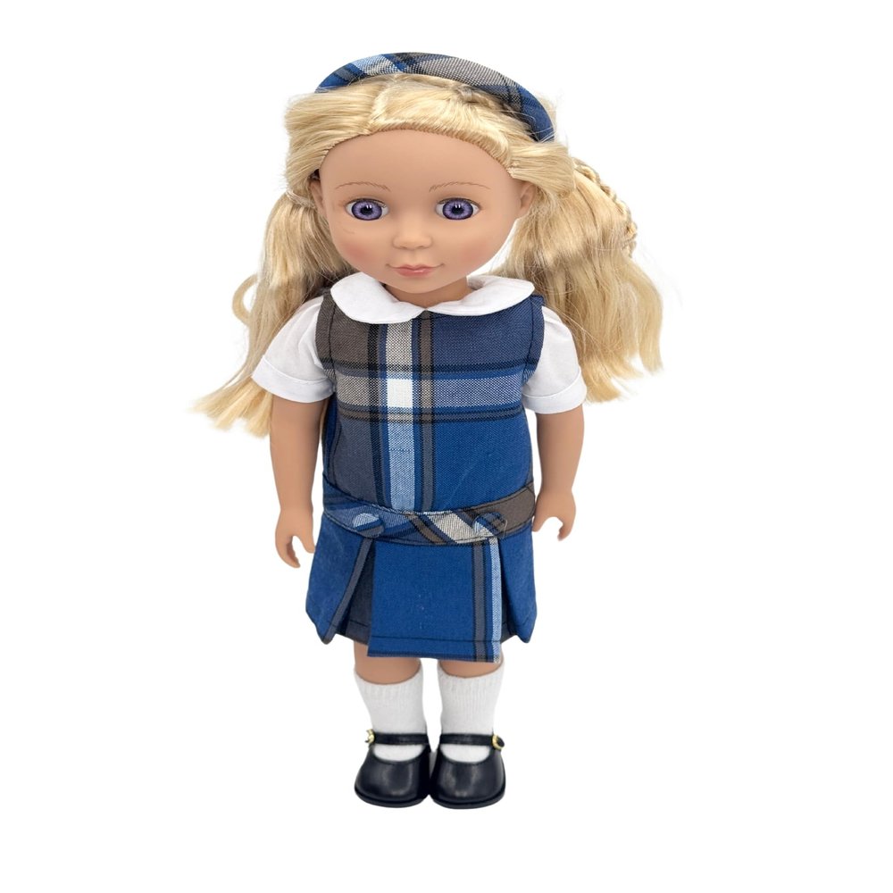 14.5 inch Doll Outfit-School Plaid Jumper include Blouse and Matching Headband/Add on Option: Sock and Shoe (Doll is not included) (Jumper,White Sock,Matte Shoe, Plaid 73)
